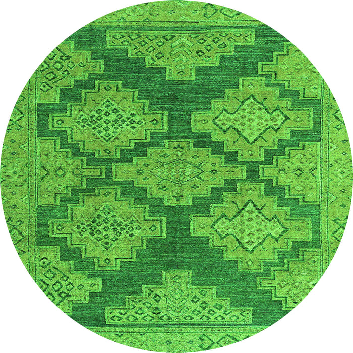 Round Machine Washable Abstract Green Modern Area Rugs, wshabs4623grn
