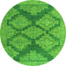 Round Machine Washable Abstract Green Modern Area Rugs, wshabs4623grn