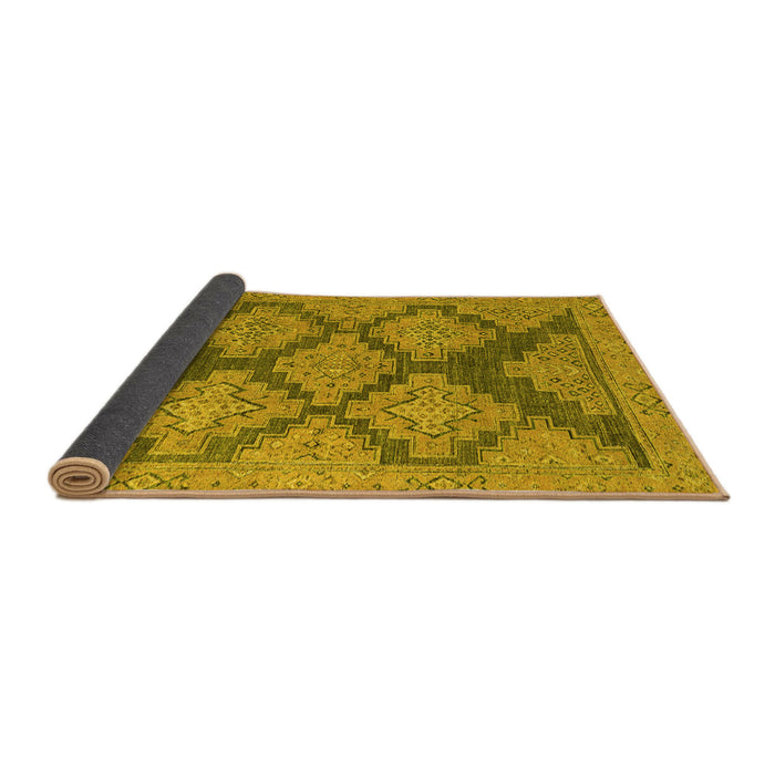 Sideview of Abstract Yellow Modern Rug, abs4623yw