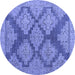 Round Abstract Blue Modern Rug, abs4623blu