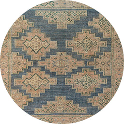 Round Abstract Coffee Brown Modern Rug, abs4623