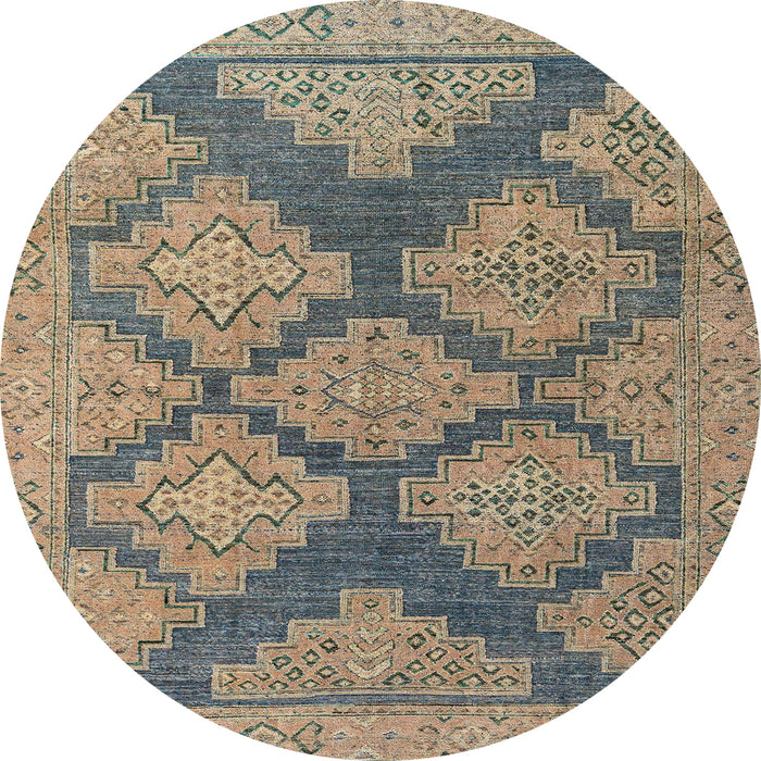 Round Abstract Coffee Brown Modern Rug, abs4623