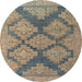 Round Abstract Coffee Brown Modern Rug, abs4623