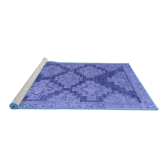 Sideview of Machine Washable Abstract Blue Modern Rug, wshabs4623blu