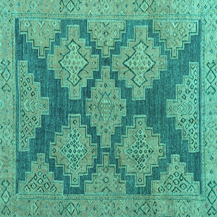Square Abstract Turquoise Modern Rug, abs4623turq