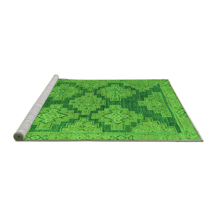 Sideview of Machine Washable Abstract Green Modern Area Rugs, wshabs4623grn