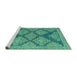 Sideview of Machine Washable Abstract Turquoise Modern Area Rugs, wshabs4623turq