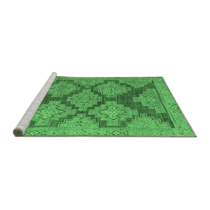 Sideview of Machine Washable Abstract Emerald Green Modern Area Rugs, wshabs4623emgrn
