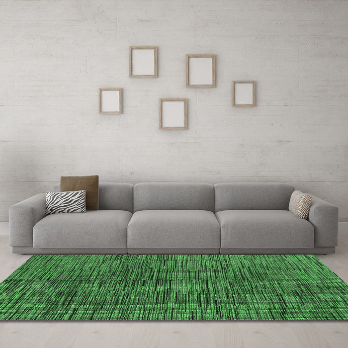 Machine Washable Abstract Emerald Green Modern Area Rugs in a Living Room,, wshabs4624emgrn