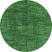 Round Abstract Emerald Green Modern Rug, abs4624emgrn