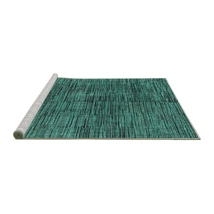 Sideview of Machine Washable Abstract Turquoise Modern Area Rugs, wshabs4624turq