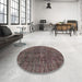 Round Abstract Pink Modern Rug in a Office, abs4624