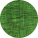 Round Machine Washable Abstract Green Modern Area Rugs, wshabs4624grn