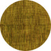 Round Machine Washable Abstract Yellow Modern Rug, wshabs4624yw