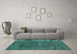 Machine Washable Abstract Turquoise Modern Area Rugs in a Living Room,, wshabs4624turq
