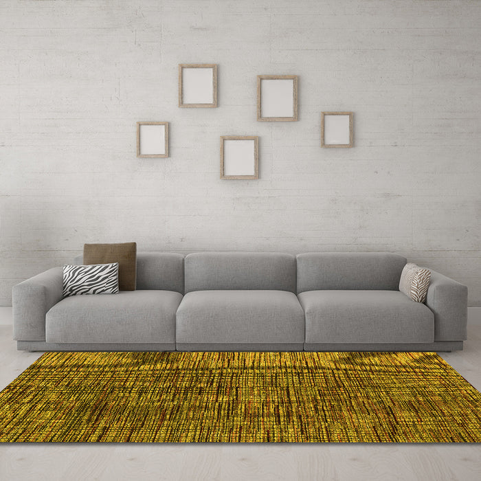 Machine Washable Abstract Yellow Modern Rug in a Living Room, wshabs4624yw
