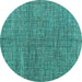 Round Abstract Turquoise Modern Rug, abs4625turq