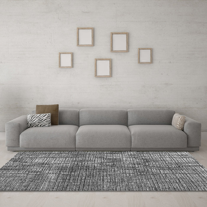 Machine Washable Abstract Gray Modern Rug in a Living Room,, wshabs4625gry