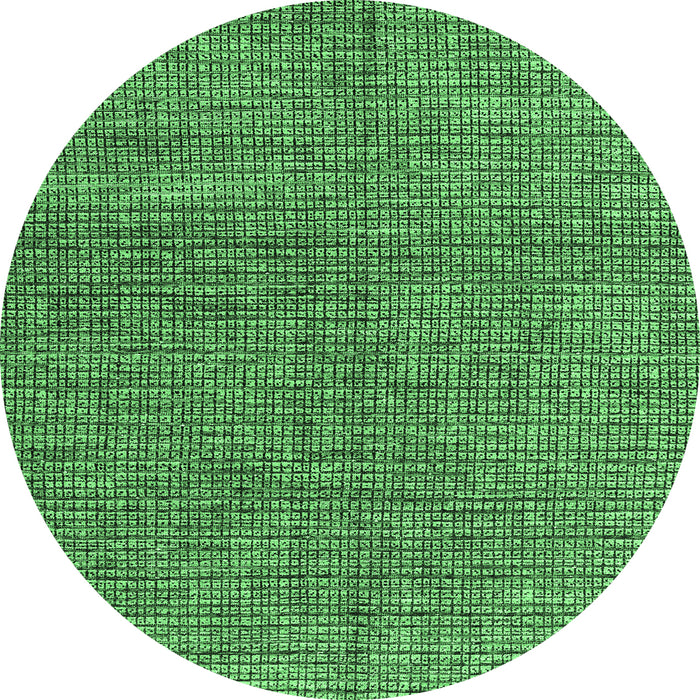 Round Machine Washable Abstract Emerald Green Modern Area Rugs, wshabs4625emgrn