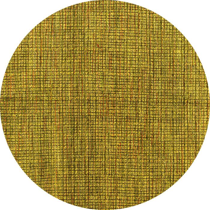 Round Abstract Yellow Modern Rug, abs4625yw