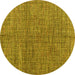 Round Abstract Yellow Modern Rug, abs4625yw