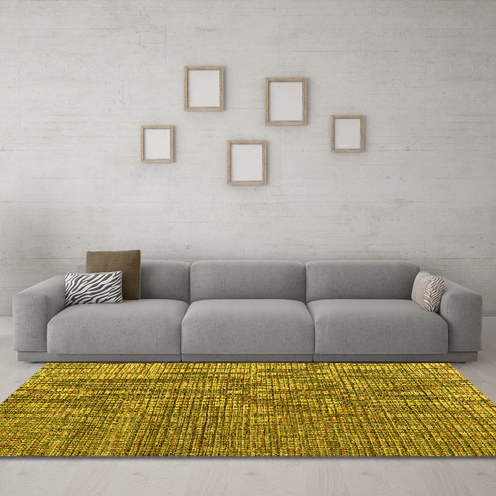 Machine Washable Abstract Yellow Modern Rug in a Living Room, wshabs4625yw