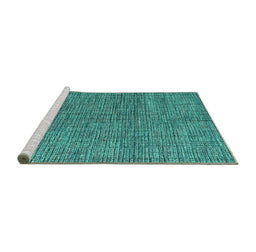 Sideview of Machine Washable Abstract Turquoise Modern Area Rugs, wshabs4625turq