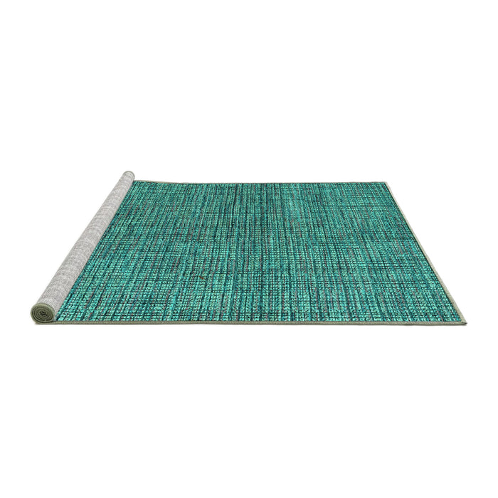 Sideview of Machine Washable Abstract Turquoise Modern Area Rugs, wshabs4625turq