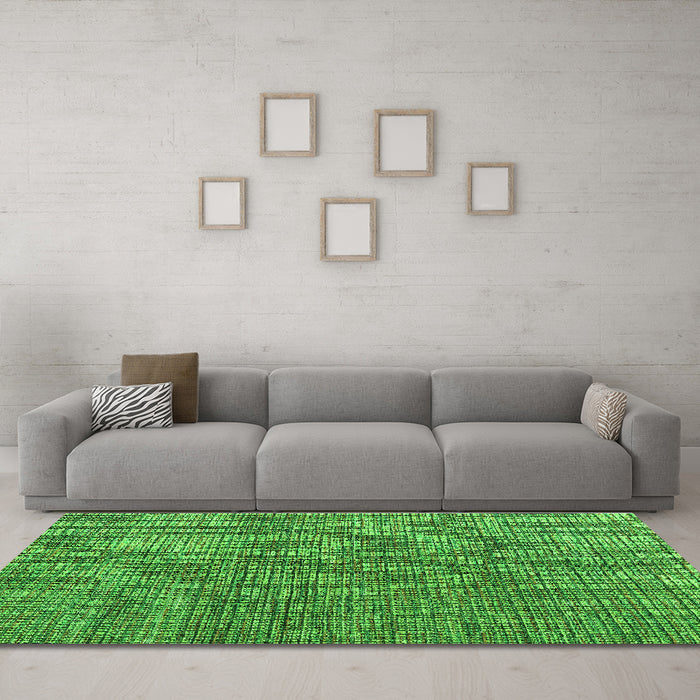 Machine Washable Abstract Green Modern Area Rugs in a Living Room,, wshabs4625grn