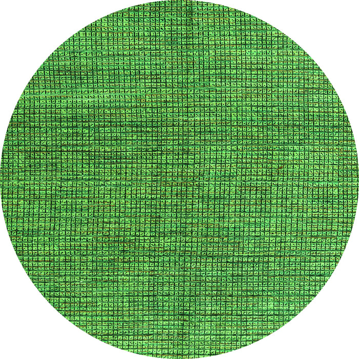 Round Machine Washable Abstract Green Modern Area Rugs, wshabs4625grn