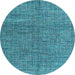 Round Abstract Light Blue Modern Rug, abs4625lblu