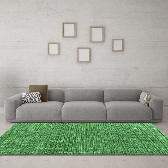 Machine Washable Abstract Emerald Green Modern Area Rugs in a Living Room,, wshabs4625emgrn