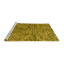 Sideview of Machine Washable Abstract Yellow Modern Rug, wshabs4625yw