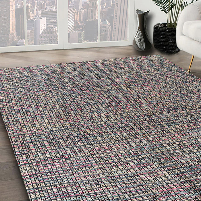 Machine Washable Abstract Western Charcoal Gray Rug in a Family Room, wshabs4625