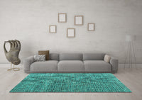 Machine Washable Abstract Turquoise Modern Rug, wshabs4625turq