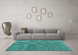 Machine Washable Abstract Turquoise Modern Area Rugs in a Living Room,, wshabs4625turq