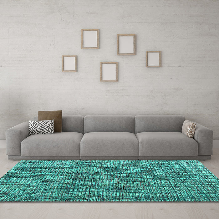 Machine Washable Abstract Turquoise Modern Area Rugs in a Living Room,, wshabs4625turq