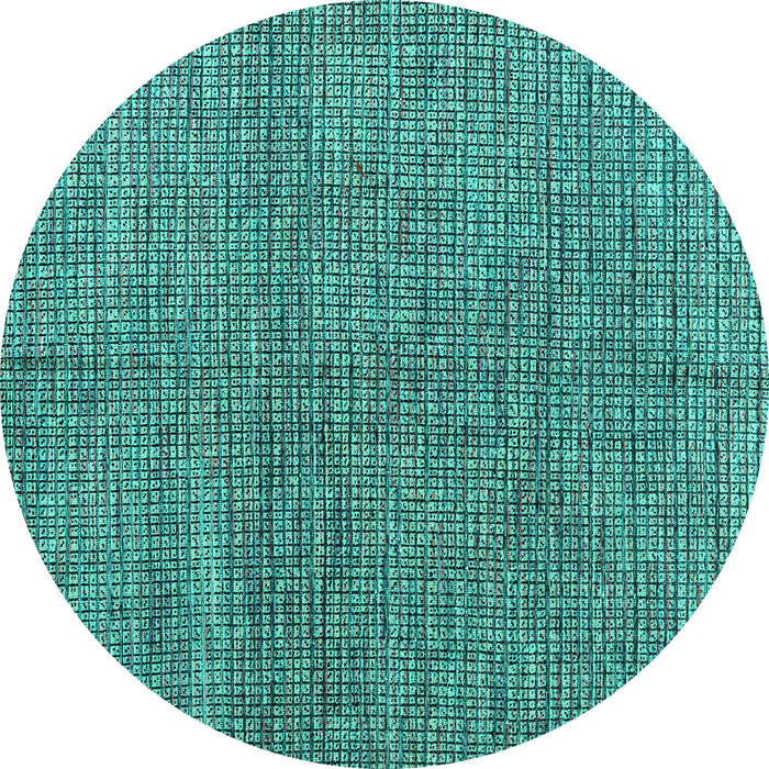 Round Machine Washable Abstract Turquoise Modern Area Rugs, wshabs4625turq