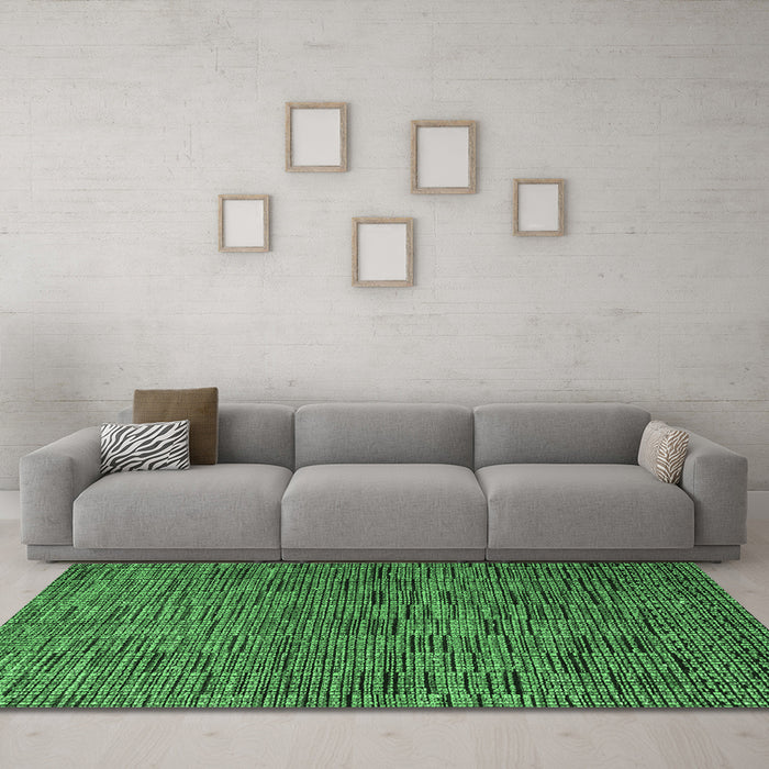 Machine Washable Abstract Emerald Green Modern Area Rugs in a Living Room,, wshabs4626emgrn