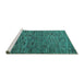 Sideview of Machine Washable Abstract Turquoise Modern Area Rugs, wshabs4626turq