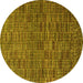 Round Machine Washable Abstract Yellow Modern Rug, wshabs4626yw