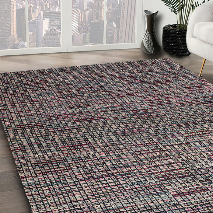 Machine Washable Abstract Charcoal Black Rug in a Family Room, wshabs4626