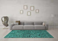 Machine Washable Abstract Turquoise Modern Rug, wshabs4626turq