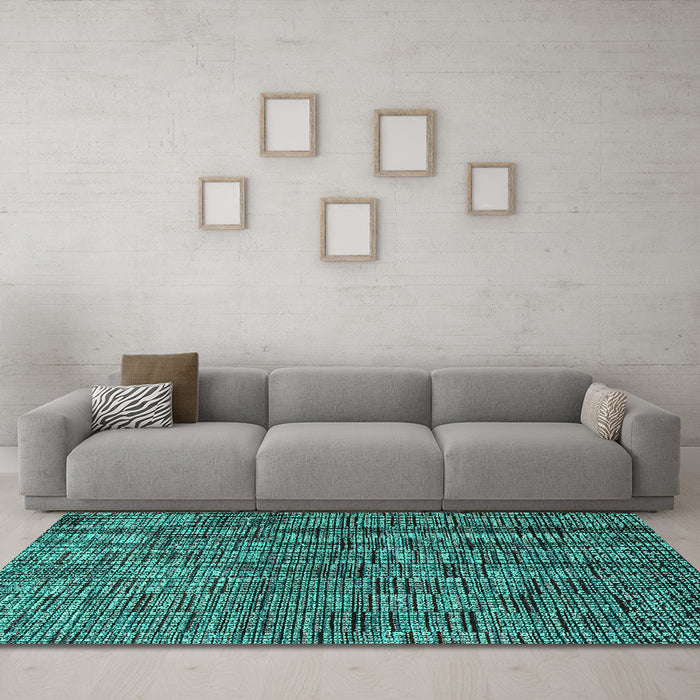 Machine Washable Abstract Turquoise Modern Area Rugs in a Living Room,, wshabs4626turq