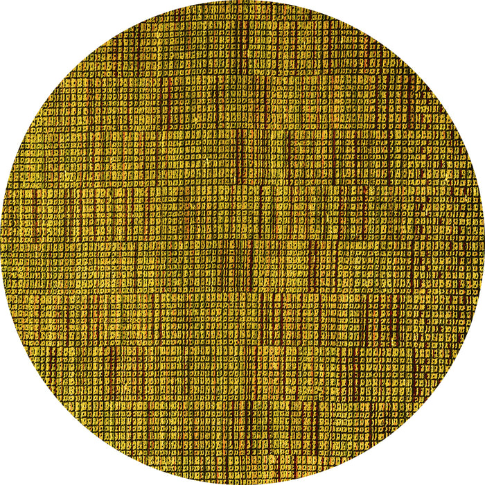 Round Abstract Yellow Modern Rug, abs4626yw