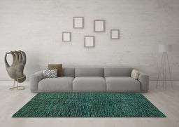 Machine Washable Abstract Turquoise Modern Area Rugs in a Living Room,, wshabs4627turq