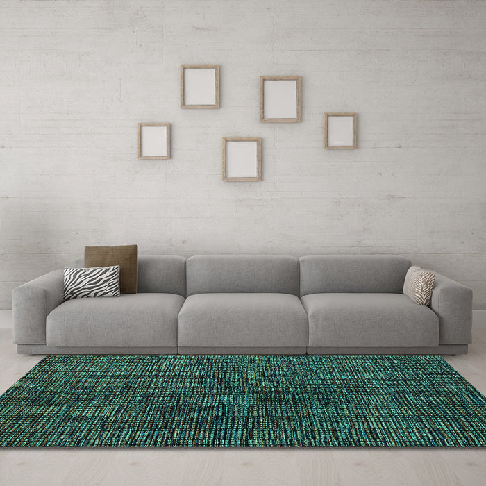 Machine Washable Abstract Turquoise Modern Area Rugs in a Living Room,, wshabs4627turq