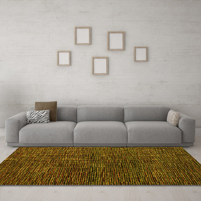 Machine Washable Abstract Yellow Modern Rug in a Living Room, wshabs4627yw