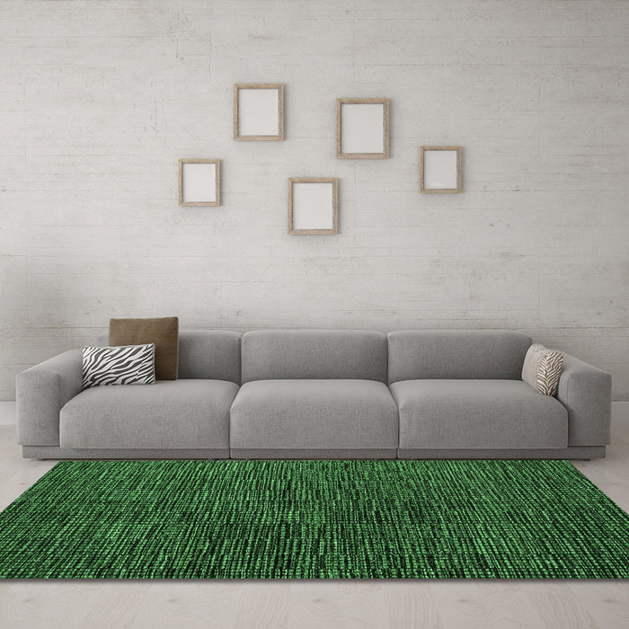 Machine Washable Abstract Emerald Green Modern Area Rugs in a Living Room,, wshabs4627emgrn