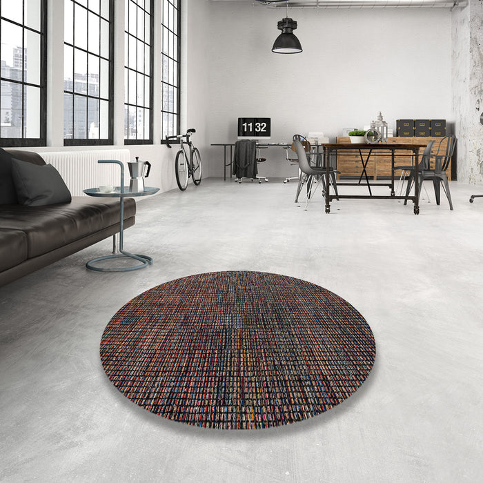 Round Abstract Chocolate Brown Modern Rug in a Office, abs4627